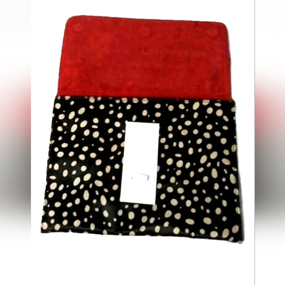 L.K. Bennett Clutch Purse Polka-Dot Pony Hair Bag Brown Cream Retail $125